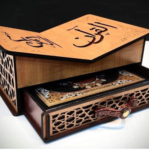 طرح جعبه قرآن چوبی با رحل برای برش لیزری - wooden quran box with rehal for laser cut - برای دستگاه CNC چوب و لیزر (سی ان سی)