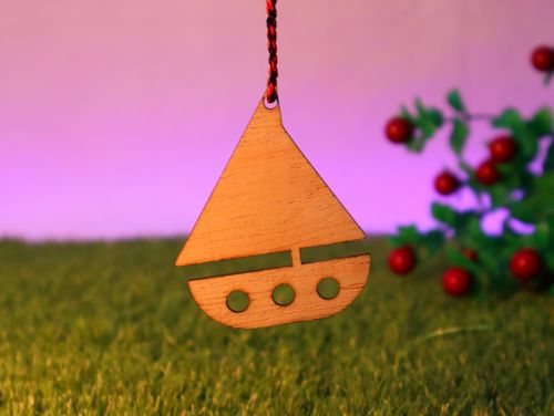 طرح قایق بادبانی چوبی تزئین درخت کریسمس برش لیزری - wooden sailboat christmas tree ornament laser cut ve - برای دستگاه CNC چوب و لیزر (سی ان سی)