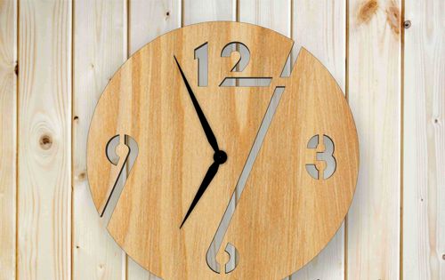 طرح ساعت ساده چوبی وی ای - wooden simple clock ve - برای دستگاه CNC چوب و لیزر (سی ان سی)