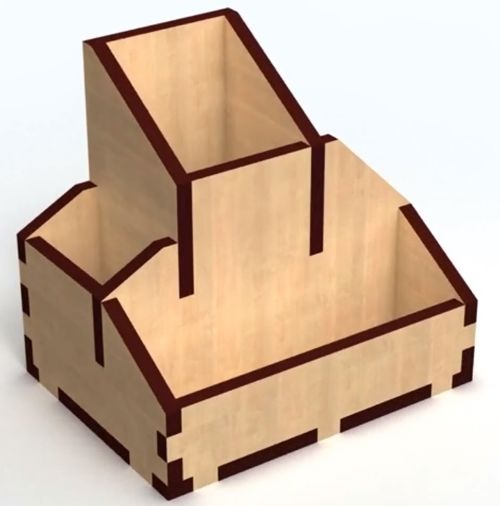 طرح جا قلمی ساده چوبی جعبه نگهداری 6 میلی متر برای برش لیزر - wooden simple pen holder storage box 6mm for laser cut ve - برای دستگاه CNC چوب و لیزر (سی ان سی)