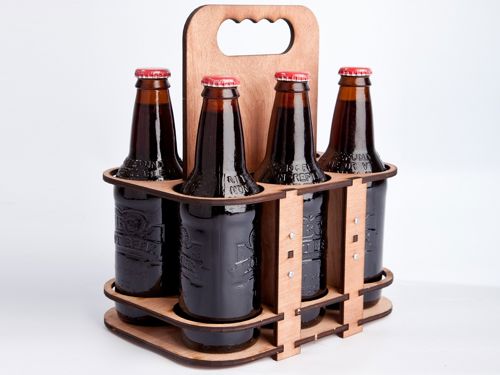 طرح نگهدارنده بسته شش تکه چوبی برای برش لیزری - wooden six pack holder for laser cut ve - برای دستگاه CNC چوب و لیزر (سی ان سی)