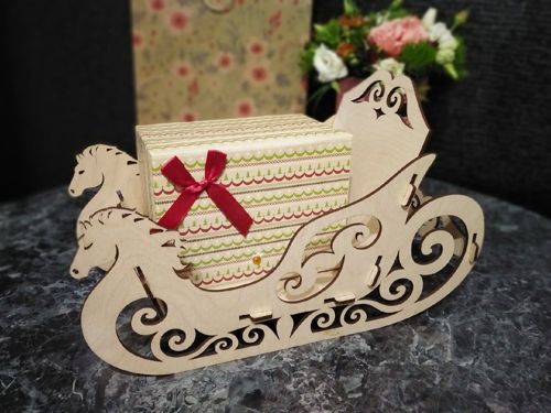 طرح تزیین سورتمه چوبی لیزری - wooden sleigh decoration laser cut ve - برای دستگاه CNC چوب و لیزر (سی ان سی)
