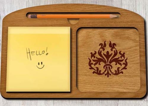طرح جا مداد و یادداشت های چسبان چوبی میز سازماندهنده برش لیزری - wooden sticky notes and pencil holder office desk organizer laser cut - برای دستگاه CNC چوب و لیزر (سی ان سی)