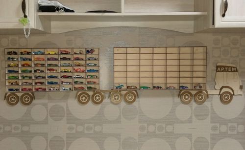 طرح قفسه نگهداری ماشین اسباب بازی کامیون چوبی میلی متری برای برش لیزر - wooden truck toy car storage shelf 3mm for laser cutting ve - برای دستگاه CNC چوب و لیزر (سی ان سی)