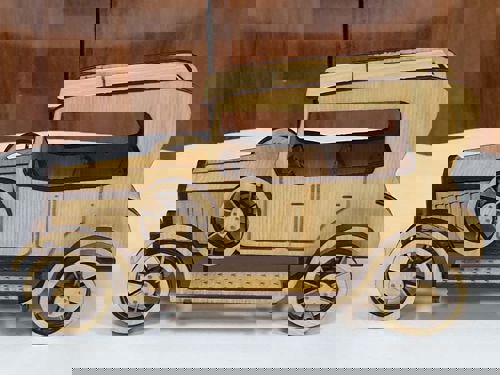 طرح مدل ماشین اسباب‌بازی چوبی قدیمی و کلاسیک فورد قدیمی با برش لیزری و - wooden vintage classic retro ford toy car model laser cut ve - برای دستگاه CNC چوب و لیزر (سی ان سی)