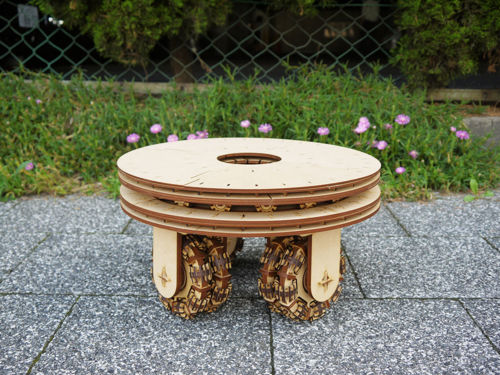 طرح چهارپایه چرخ چوبی برای برش لیزری - wooden wheel stool for laser cut ve - برای دستگاه CNC چوب و لیزر (سی ان سی)