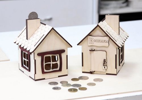طرح قلک چوبی برای برش لیزری - wood money box piggy bank for laser cut ve - برای دستگاه CNC چوب و لیزر (سی ان سی)