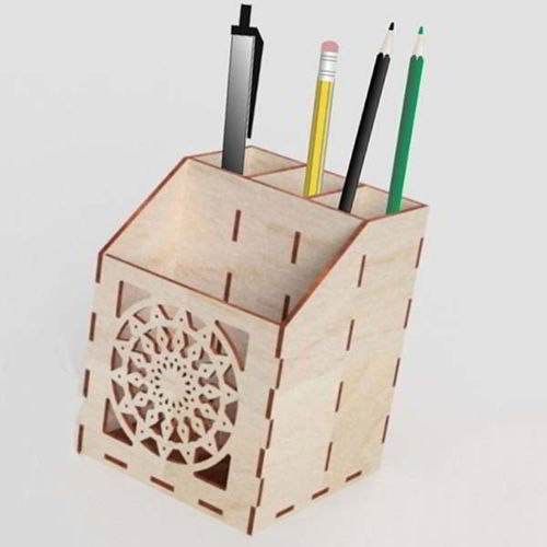 طرح جا مداد چوبی میز اداری سازماندهنده برش لیزری - wood pencil holder office desk organizer laser cut ve - برای دستگاه CNC چوب و لیزر (سی ان سی)
