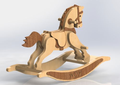 طرح اسب گهواره‌ای چوبی اسب - wood rocking horse - برای دستگاه CNC چوب و لیزر (سی ان سی)