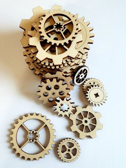 طرح چوب استیم پانک سبک تجهیزات انواع بسته - wood steam punk style gear variety pack ve - برای دستگاه CNC چوب و لیزر (سی ان سی)