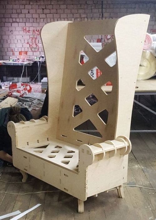 طرح الگوی صندلی تخت چوبی مبل پشت بلند برای برش لیزری - wood throne chair high back sofa chair template for laser cut ve - برای دستگاه CNC چوب و لیزر (سی ان سی)