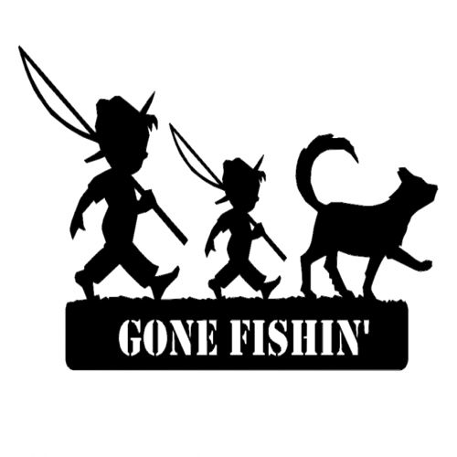 طرح دو پسر در حال ماهیگیری و سگشان ماهی رفتند - 2 boys fishing and dog gone fish - برای دستگاه CNC چوب و لیزر (سی ان سی)