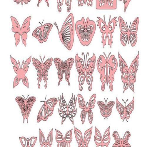 طرح بسته دو بعدی تزئینات پروانه برای برش لیزر - 2d pack butterfly ornaments decor for laser cutting - برای دستگاه CNC چوب و لیزر (سی ان سی)