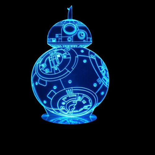 طرح قالب لامپ LED ربات سه بعدی هولوگرام bb8 هزینه - 3d hologram bb8 robot led lamp template ve - برای دستگاه CNC چوب و لیزر (سی ان سی)
