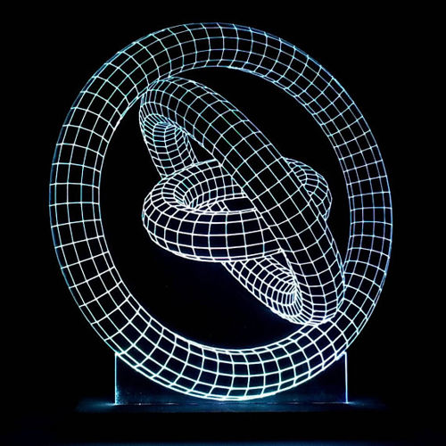 طرح توهم سه بعدی ژیروسکوپ اکریلیک LED علامت - 3d illusion gyroscope acrylic led sign - برای دستگاه CNC چوب و لیزر (سی ان سی)