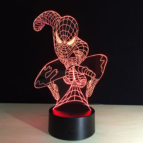 طرح چراغ توهم سه بعدی مرد عنکبوتی شب نور - 3d illusion lamp spiderman night light ve - برای دستگاه CNC چوب و لیزر (سی ان سی)