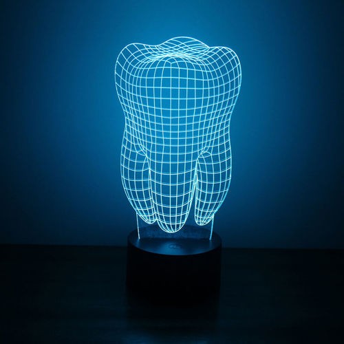 طرح سه بعدی توهم به رهبری چراغ شب دندان - 3d illusion led night light tooth ve - برای دستگاه CNC چوب و لیزر (سی ان سی)