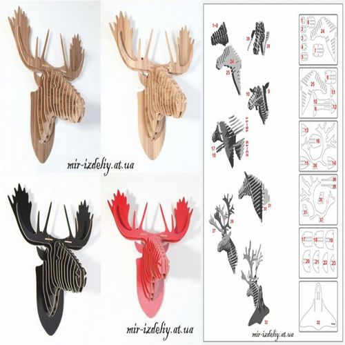 طرح پازل سه بعدی طراحی شگفت انگیز مجموعه گوزن - 3d puzzle amazing design deer collection - برای دستگاه CNC چوب و لیزر (سی ان سی)