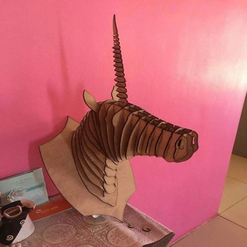 طرح پازل سه بعدی طراحی شگفت انگیز اسب تک شاخ سر - 3d puzzle amazing design unihorn head - برای دستگاه CNC چوب و لیزر (سی ان سی)