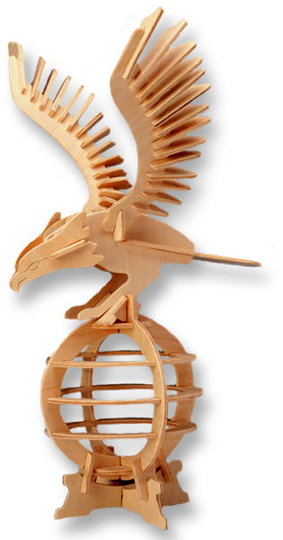 طرح پازل سه بعدی عقاب - 3d puzzle eagle - برای دستگاه CNC چوب و لیزر (سی ان سی)