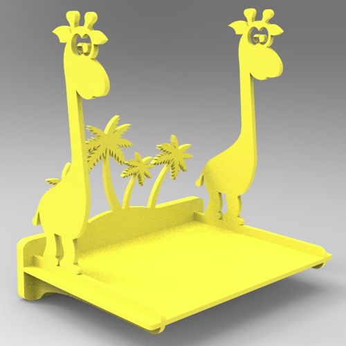 طرح پروژه‌های برش لیزری سه بعدی زرافه، قفسه پازل سه بعدی - 3d puzzle shelf giraffe laser cutting projects - برای دستگاه CNC چوب و لیزر (سی ان سی)
