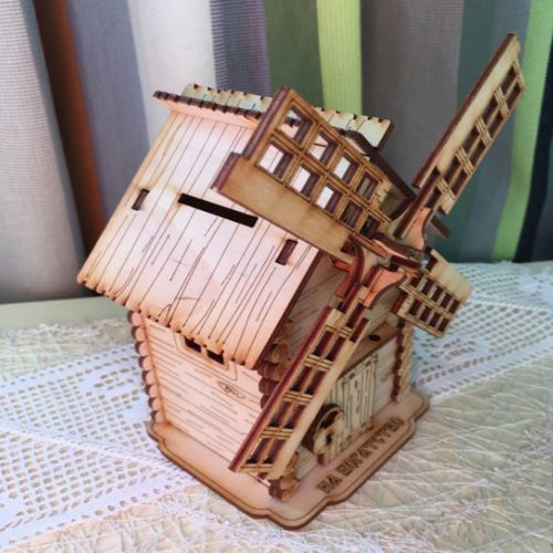 طرح آسیاب بادی سه بعدی برای برش لیزری - 3d windmill for laser cut ve - برای دستگاه CNC چوب و لیزر (سی ان سی)