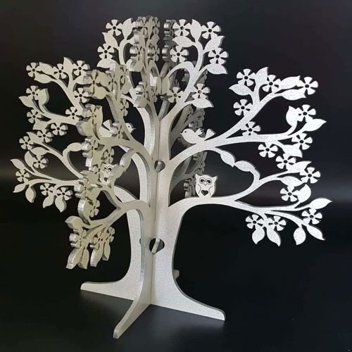 طرح پایه جواهرات طرح دار چوبی سه بعدی لیزر - 3d wooden ornate tree jewellery stand laser cut ve - برای دستگاه CNC چوب و لیزر (سی ان سی)