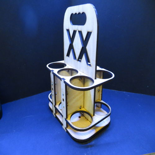 طرح جا نگهدارنده آبجو بسته تایی برش لیزری سه بعدی پازل - 6 pack beer holder laser cut 3d puzzle ve - برای دستگاه CNC چوب و لیزر (سی ان سی)