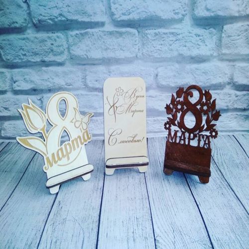طرح هدیه روز زن مارس پایه گوشی برای برش لیزری - 8 march women day gift phone stand for laser cutting ve - برای دستگاه CNC چوب و لیزر (سی ان سی)