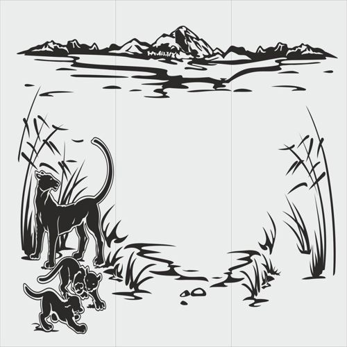 طرح نقاشی انتزاعی با سندبلاست و حیوانات پوشش گیاهی ( برف) - abstract sandblasting drawing animals ve - برای دستگاه CNC چوب و لیزر (سی ان سی)