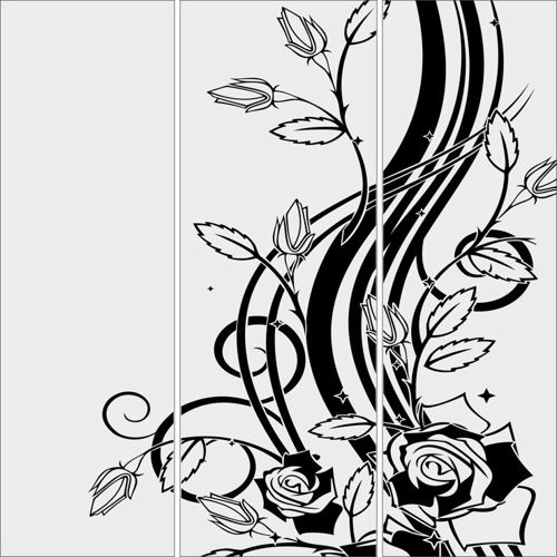 طرح انتزاعی سندبلاست شیشه گلدار - abstract sandblasting glass floral ve - برای دستگاه CNC چوب و لیزر (سی ان سی)