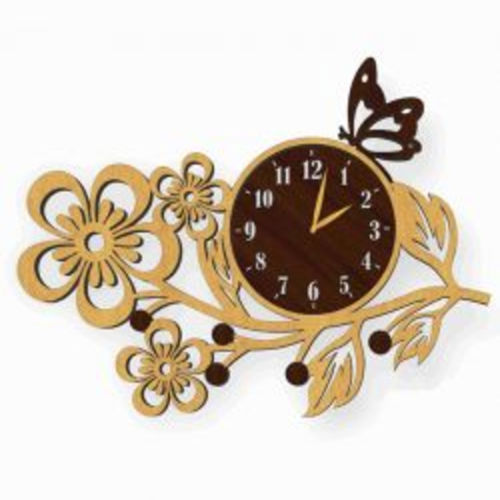 طرح یک پروانه نشسته روی ساعت برای برش لیزری پلاسما - a butterfly perched on a watch for laser cut plasma - برای دستگاه CNC چوب و لیزر (سی ان سی)