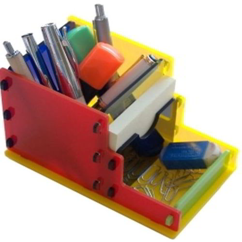 طرح میز اکریلیک خودکار و مداد نگهدارنده میز اداری برش لیزری - acrylic desk pen and pencil holder office desk organizer laser cut ve - برای دستگاه CNC چوب و لیزر (سی ان سی)