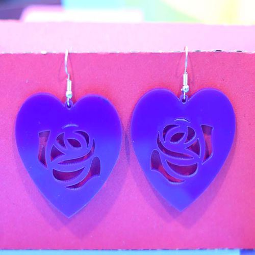 طرح قالب گوشواره قلب اکریلیک لیزر - acrylic earring heart earring template laser cut - برای دستگاه CNC چوب و لیزر (سی ان سی)
