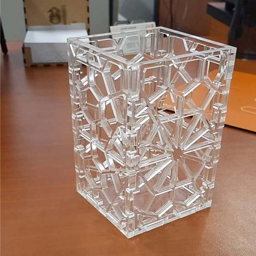 طرح جا قلمی اکریلیک جعبه مداد میز سازماندهنده جا قلمی لیزر - acrylic pen holder box pencil desk organizer holder laser cut - برای دستگاه CNC چوب و لیزر (سی ان سی)