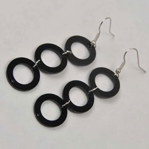 طرح گوشواره‌های سه حلقه‌ای اکریلیک الگوی جواهرات اکریلیک برش لیزری - acrylic triple hoop earrings acrylic jewelry template laser cut ve - برای دستگاه CNC چوب و لیزر (سی ان سی)