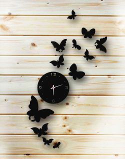 طرح ساعت پروانه ای پرواز برای برش لیزری پلاسما - a flying butterfly clock for laser cut plasma ve - برای دستگاه CNC چوب و لیزر (سی ان سی)