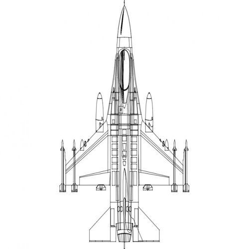 طرح هواپیمای f 6 نمای بالا نقاشی - aircraft f16 top view drawing - برای دستگاه CNC چوب و لیزر (سی ان سی)