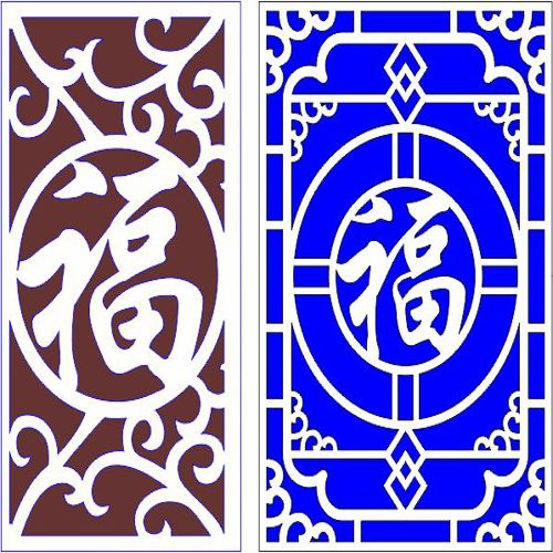 طرح پرده برکت چینی باستانی برای برش لیزری - ancient chinese blessing screen for laser cut ve - برای دستگاه CNC چوب و لیزر (سی ان سی)