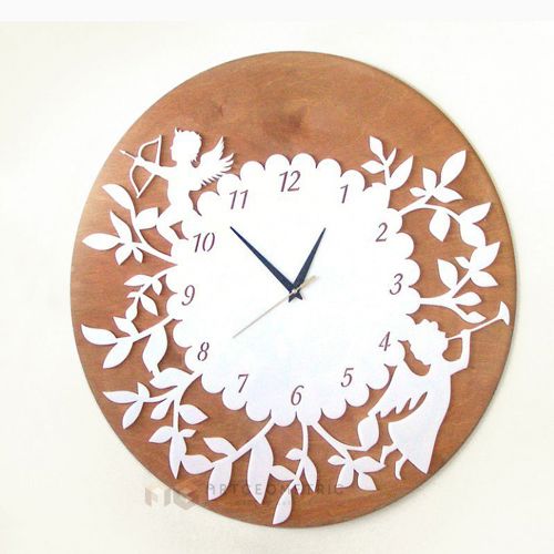 طرح ساعت دیواری فرشتگان - angels wall clock ve - برای دستگاه CNC چوب و لیزر (سی ان سی)