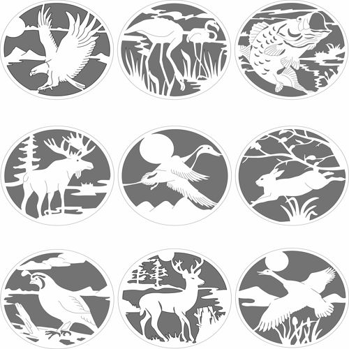 طرح الگوهای طراحی دایره‌ای حیوانات و پرندگان برای برش لیزری - animal and birds circular design patterns for laser cutting - برای دستگاه CNC چوب و لیزر (سی ان سی)