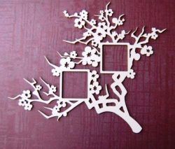 طرح قاب عکس درخت زردآلو برای برش لیزر cnc - apricot tree picture frame for laser cut cnc - برای دستگاه CNC چوب و لیزر (سی ان سی)