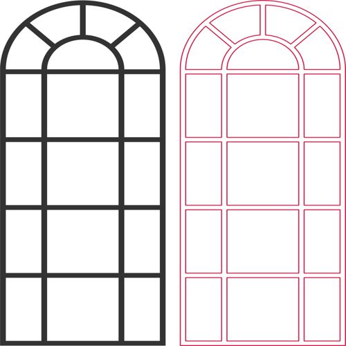 طرح پنجره قوسی وکتور - arched window vector - برای دستگاه CNC چوب و لیزر (سی ان سی)
