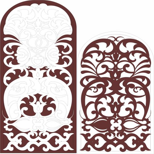 طرح پنل‌های قوسی جلی جداکننده‌های اتاق برای برش لیزری - arch panels jali room dividers for laser cut ve - برای دستگاه CNC چوب و لیزر (سی ان سی)