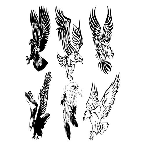 طرح خالکوبی‌های عقاب قبیله‌ای فوق‌العاده برای برش لیزری - awesome tribal eagle tattoos for laser cut ve - برای دستگاه CNC چوب و لیزر (سی ان سی)
