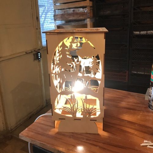 طرح چراغ شب بامبی جنگلی برای برش لیزری - bambi forest night light lamp for laser cutting ve - برای دستگاه CNC چوب و لیزر (سی ان سی)