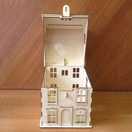 طرح بانک به شکل یک خانه برای برش لیزری - bank layout in the shape of a house for laser cut ve - برای دستگاه CNC چوب و لیزر (سی ان سی)
