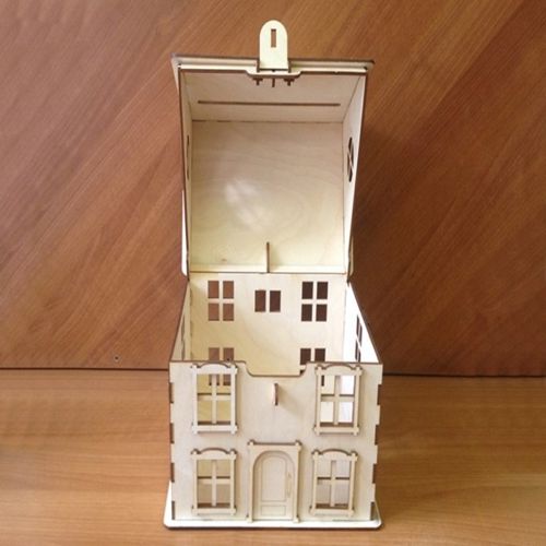 طرح بانک به شکل یک خانه برای برش لیزری - bank layout in the shape of a house for laser cutting ve - برای دستگاه CNC چوب و لیزر (سی ان سی)