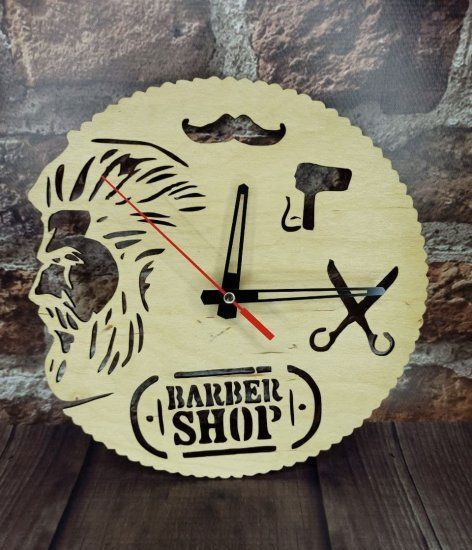 طرح ساعت دیواری آرایشگاه زنانه لیزری فروشگاه لوازم آرایشگاهی - barber shop hair cut salon wall clock laser cut ve - برای دستگاه CNC چوب و لیزر (سی ان سی)
