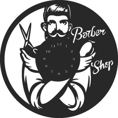 طرح ساعت دیواری آرایشگاه وینیل - barber wall clock vinyle - برای دستگاه CNC چوب و لیزر (سی ان سی)